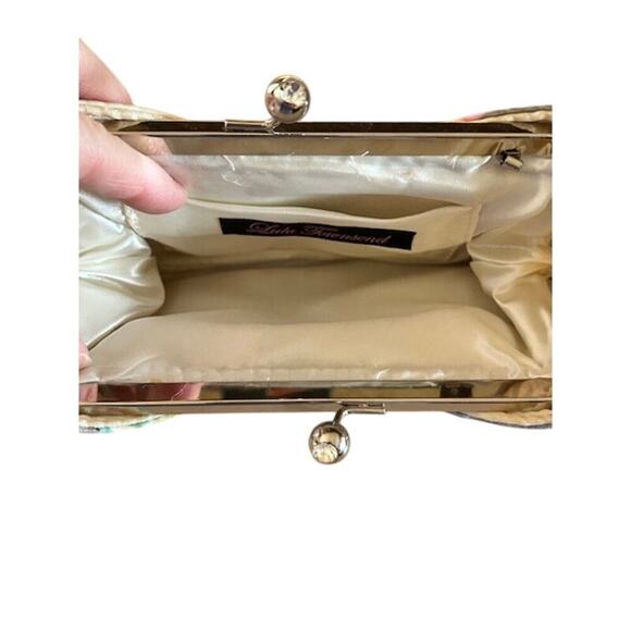 Lulu Townsend Pastel Print Bow Clutch Bag – Floral Satin – 10” x 4.5” - Picture 4 of 4